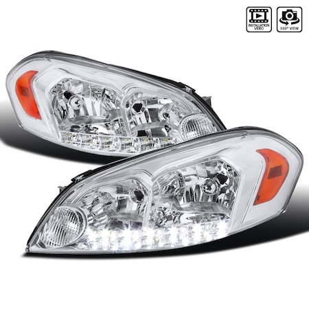 Spec-D Tuning 06-13 Chevrolet Impala Euro Headlights - Chrome, 2LH-IPA06-V2-RS 2LH-IPA06-V2-RS